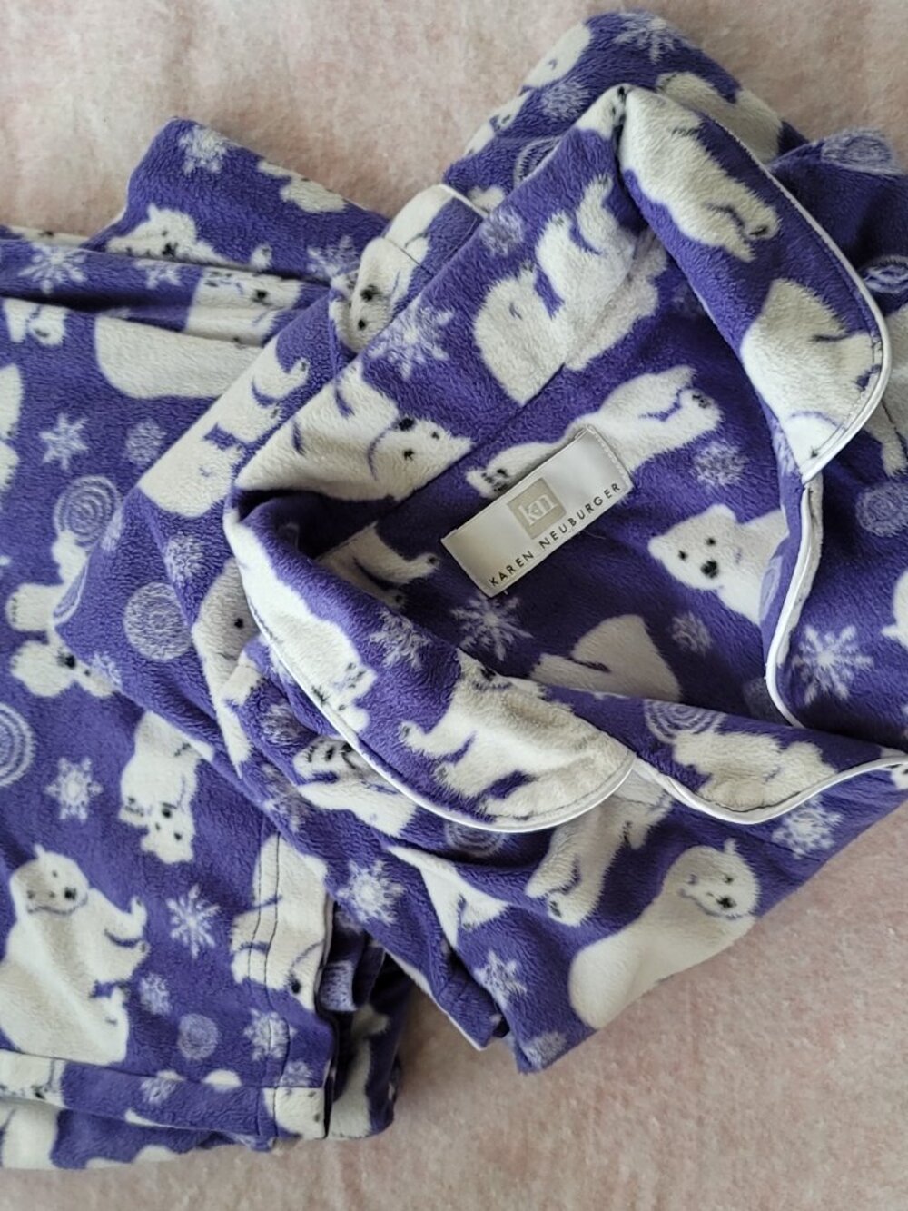 Karen Neuburger Plus Size 1X Fleece Pajamas – Purple Winter Polar Bear Set